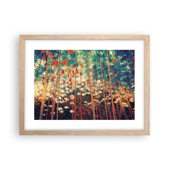 Obraz - Plakat - Tajemne życie liści - 40x30cm - Las Tropikalny Natura Drzewa - Foto Plakaty na ścianę w ramie jasny dąb - Plakat do Salonu Sypialni ARTTOR ARTTOR