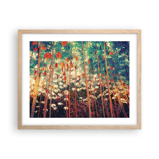 Obraz - Plakat - Tajemne życie liści - 50x40cm - Las Tropikalny Natura Drzewa - Foto Plakaty w ramie koloru jasny dąb do Salonu Sypialni ARTTOR ARTTOR