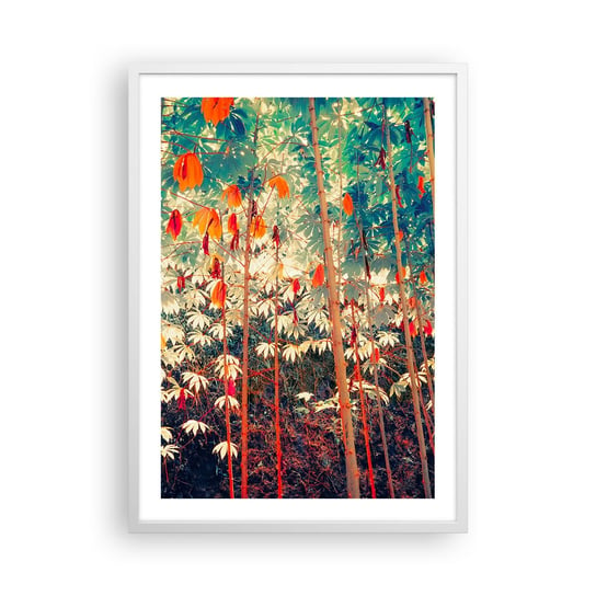 Obraz - Plakat - Tajemne życie liści - 50x70cm - Las Tropikalny Natura Drzewa - Nowoczesny modny obraz Plakat rama biała ARTTOR ARTTOR