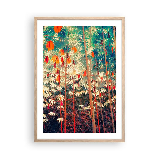 Obraz - Plakat - Tajemne życie liści - 50x70cm - Las Tropikalny Natura Drzewa - Nowoczesny modny obraz Plakat rama jasny dąb ARTTOR ARTTOR