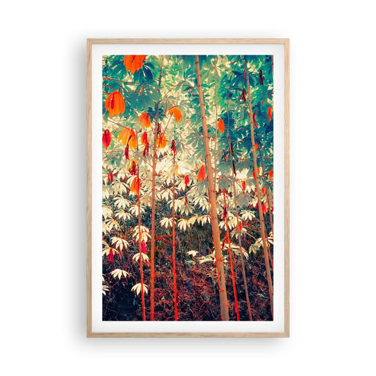 Obraz - Plakat - Tajemne życie liści - 61x91cm - Las Tropikalny Natura Drzewa - Foto Plakaty na ścianę w ramie jasny dąb - Plakat do Salonu Sypialni ARTTOR ARTTOR