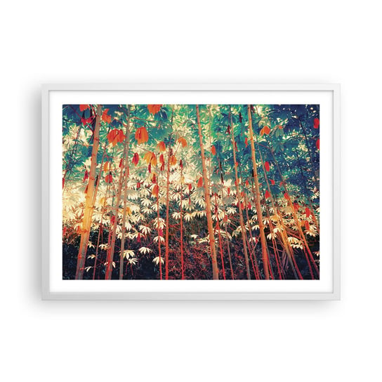 Obraz - Plakat - Tajemne życie liści - 70x50cm - Las Tropikalny Natura Drzewa - Nowoczesny modny obraz Plakat rama biała ARTTOR ARTTOR