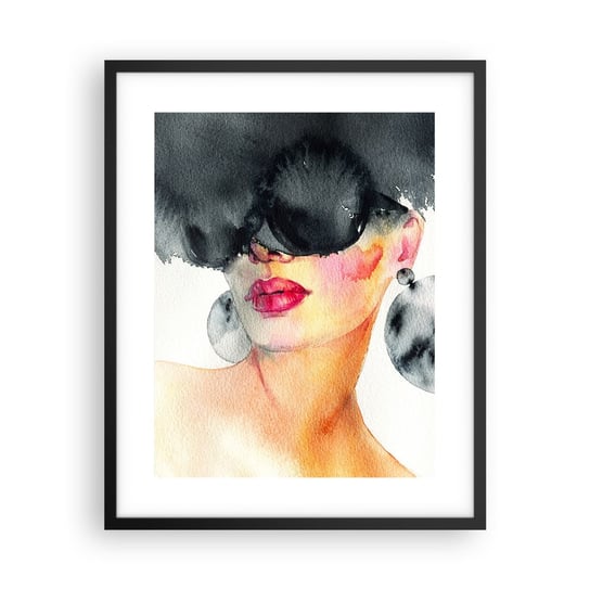 Obraz - Plakat - Tajemnica elegancji - 40x50cm - Twarz Kobiety Kobieta Kapelusz - Foto Plakaty w ramie koloru czarnego do Salonu Sypialni ARTTOR ARTTOR