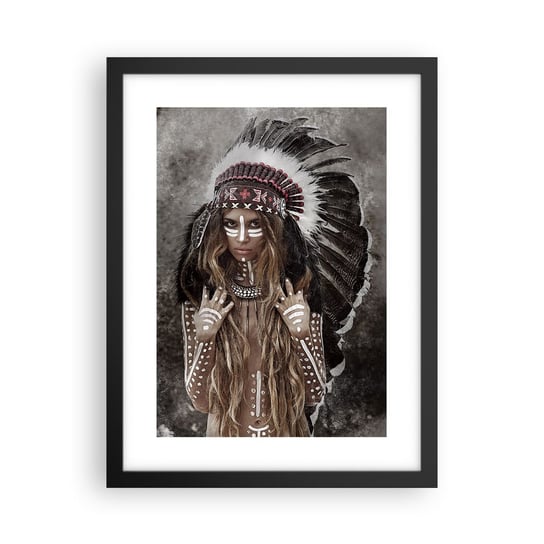 Obraz - Plakat - Tajemnica siły plemienia - 30x40cm - Kobieta Wojowniczka Plemię - Foto Plakaty na ścianę w czarnej ramie - Plakat do Salonu Sypialni ARTTOR ARTTOR