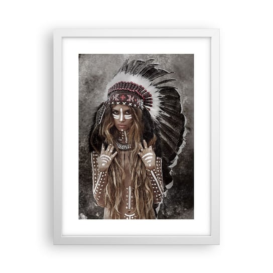 Obraz - Plakat - Tajemnica siły plemienia - 30x40cm - Kobieta Wojowniczka Plemię - Foto Plakaty na ścianę w ramie białej - Plakat do Salonu Sypialni ARTTOR ARTTOR