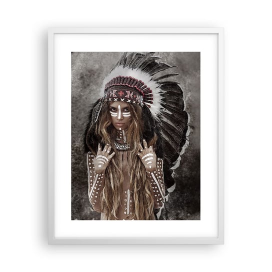 Obraz - Plakat - Tajemnica siły plemienia - 40x50cm - Kobieta Wojowniczka Plemię - Foto Plakaty w ramie koloru białego do Salonu Sypialni ARTTOR ARTTOR