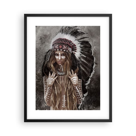 Obraz - Plakat - Tajemnica siły plemienia - 40x50cm - Kobieta Wojowniczka Plemię - Foto Plakaty w ramie koloru czarnego do Salonu Sypialni ARTTOR ARTTOR