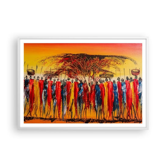 Obraz - Plakat - Tam, tam, tam tam idą - 100x70cm - Sztuka Ludzie Afryka - Foto Plakaty w ramie koloru białego do Salonu Sypialni ARTTOR ARTTOR