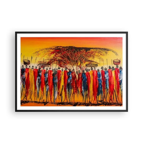 Obraz - Plakat - Tam, tam, tam tam idą - 100x70cm - Sztuka Ludzie Afryka - Foto Plakaty w ramie koloru czarnego do Salonu Sypialni ARTTOR ARTTOR