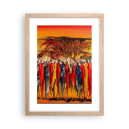 Obraz - Plakat - Tam, tam, tam tam idą - 30x40cm - Sztuka Ludzie Afryka - Foto Plakaty na ścianę w ramie jasny dąb - Plakat do Salonu Sypialni ARTTOR ARTTOR