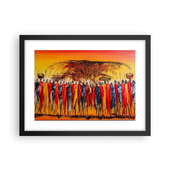 Obraz - Plakat - Tam, tam, tam tam idą - 40x30cm - Sztuka Ludzie Afryka - Foto Plakaty na ścianę w czarnej ramie - Plakat do Salonu Sypialni ARTTOR ARTTOR