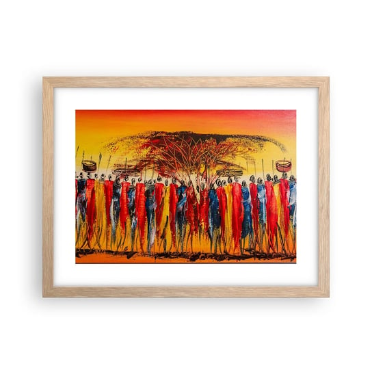 Obraz - Plakat - Tam, tam, tam tam idą - 40x30cm - Sztuka Ludzie Afryka - Foto Plakaty na ścianę w ramie jasny dąb - Plakat do Salonu Sypialni ARTTOR ARTTOR
