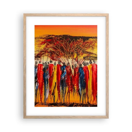 Obraz - Plakat - Tam, tam, tam tam idą - 40x50cm - Sztuka Ludzie Afryka - Foto Plakaty w ramie koloru jasny dąb do Salonu Sypialni ARTTOR ARTTOR