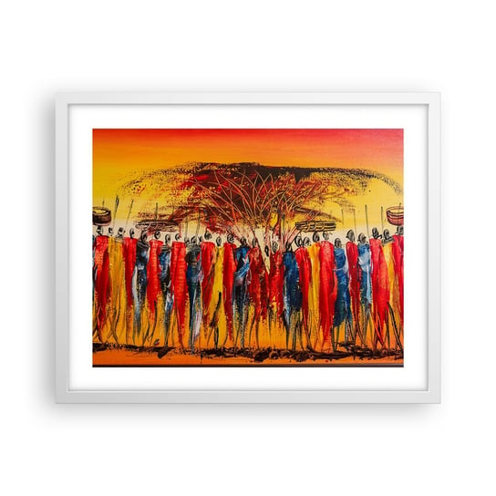 Obraz - Plakat - Tam, tam, tam tam idą - 50x40cm - Sztuka Ludzie Afryka - Foto Plakaty w ramie koloru białego do Salonu Sypialni ARTTOR ARTTOR