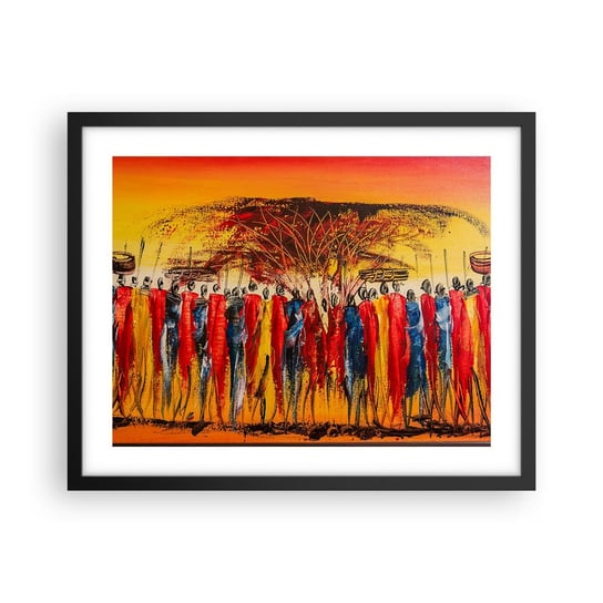 Obraz - Plakat - Tam, tam, tam tam idą - 50x40cm - Sztuka Ludzie Afryka - Foto Plakaty w ramie koloru czarnego do Salonu Sypialni ARTTOR ARTTOR