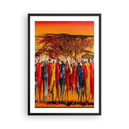 Obraz - Plakat - Tam, tam, tam tam idą - 50x70cm - Sztuka Ludzie Afryka - Nowoczesny modny obraz Plakat czarna rama ARTTOR ARTTOR