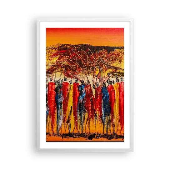 Obraz - Plakat - Tam, tam, tam tam idą - 50x70cm - Sztuka Ludzie Afryka - Nowoczesny modny obraz Plakat rama biała ARTTOR ARTTOR