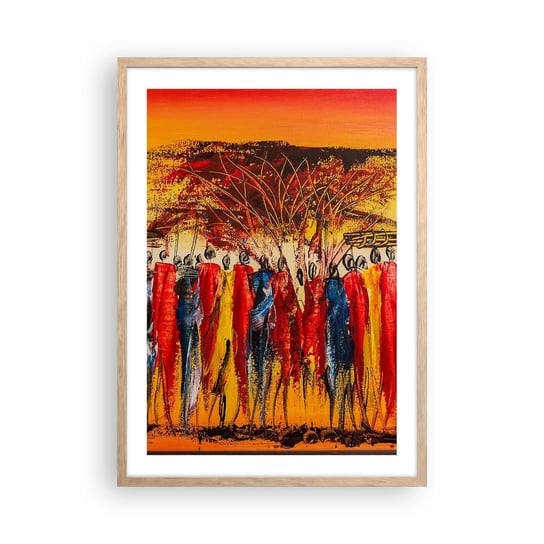 Obraz - Plakat - Tam, tam, tam tam idą - 50x70cm - Sztuka Ludzie Afryka - Nowoczesny modny obraz Plakat rama jasny dąb ARTTOR ARTTOR