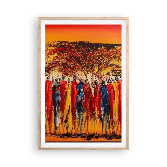 Obraz - Plakat - Tam, tam, tam tam idą - 61x91cm - Sztuka Ludzie Afryka - Foto Plakaty na ścianę w ramie jasny dąb - Plakat do Salonu Sypialni ARTTOR ARTTOR