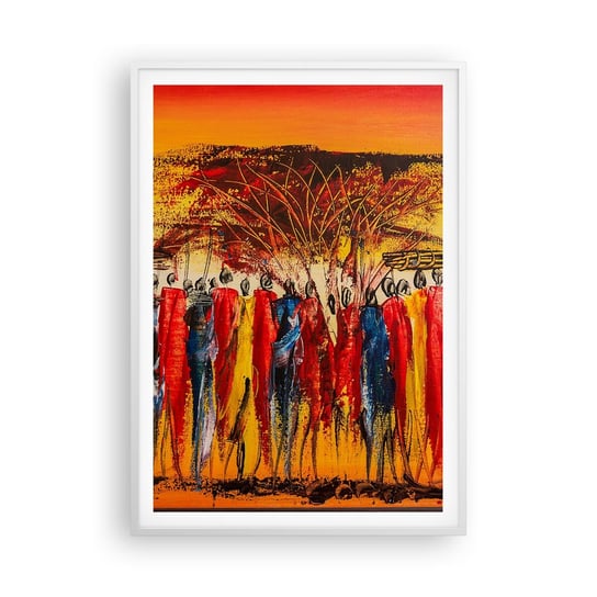 Obraz - Plakat - Tam, tam, tam tam idą - 70x100cm - Sztuka Ludzie Afryka - Foto Plakaty w ramie koloru białego do Salonu Sypialni ARTTOR ARTTOR