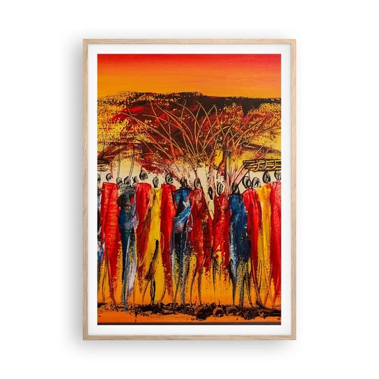 Obraz - Plakat - Tam, tam, tam tam idą - 70x100cm - Sztuka Ludzie Afryka - Foto Plakaty w ramie koloru jasny dąb do Salonu Sypialni ARTTOR ARTTOR