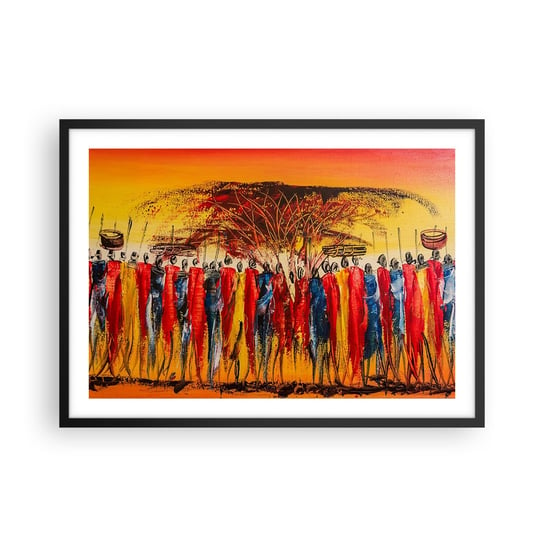 Obraz - Plakat - Tam, tam, tam tam idą - 70x50cm - Sztuka Ludzie Afryka - Nowoczesny modny obraz Plakat czarna rama ARTTOR ARTTOR
