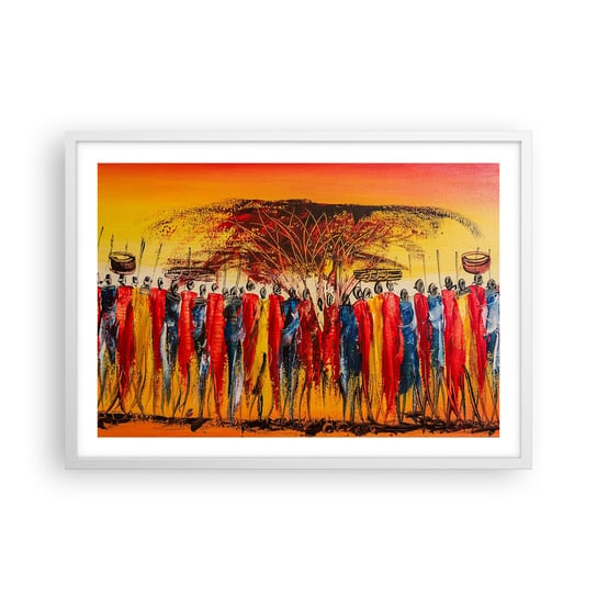 Obraz - Plakat - Tam, tam, tam tam idą - 70x50cm - Sztuka Ludzie Afryka - Nowoczesny modny obraz Plakat rama biała ARTTOR ARTTOR