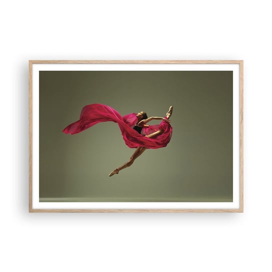 Obraz - Plakat - Tańczący płomień - 100x70cm - Tancerka Baletnica Balet - Foto Plakaty w ramie koloru jasny dąb do Salonu Sypialni ARTTOR ARTTOR