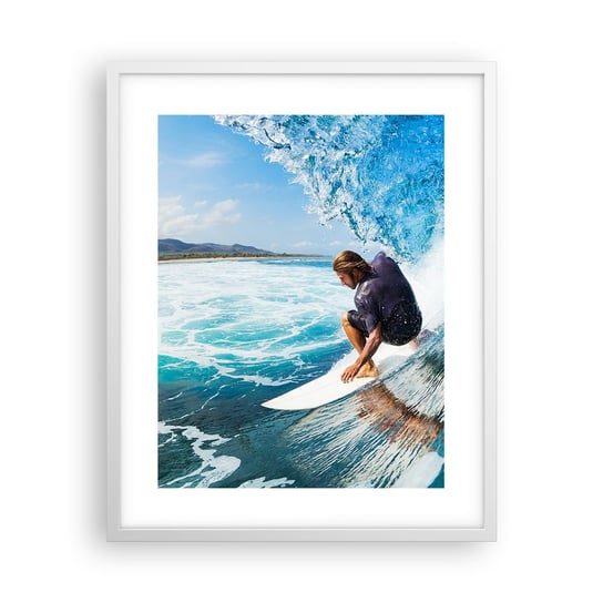 Obraz - Plakat - Tańczący z falami - 40x50cm - Sport Surfing Deska Surfingowa - Foto Plakaty w ramie koloru białego do Salonu Sypialni ARTTOR ARTTOR