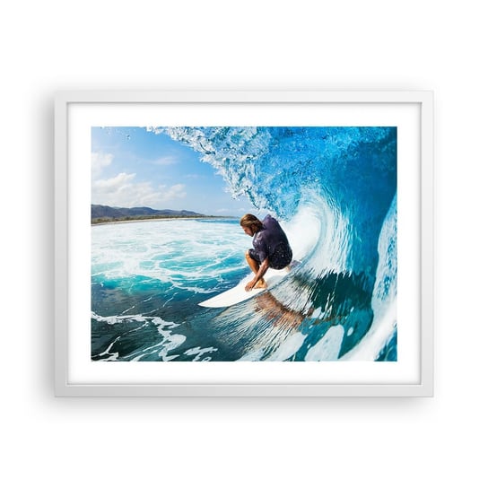 Obraz - Plakat - Tańczący z falami - 50x40cm - Sport Surfing Deska Surfingowa - Foto Plakaty w ramie koloru białego do Salonu Sypialni ARTTOR ARTTOR