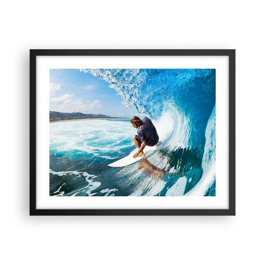 Obraz - Plakat - Tańczący z falami - 50x40cm - Sport Surfing Deska Surfingowa - Foto Plakaty w ramie koloru czarnego do Salonu Sypialni ARTTOR ARTTOR