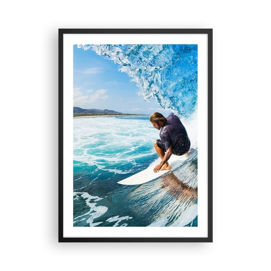 Obraz - Plakat - Tańczący z falami - 50x70cm - Sport Surfing Deska Surfingowa - Nowoczesny modny obraz Plakat czarna rama ARTTOR ARTTOR