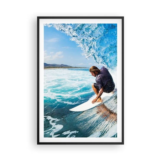 Obraz - Plakat - Tańczący z falami - 61x91cm - Sport Surfing Deska Surfingowa - Foto Plakaty na ścianę w czarnej ramie - Plakat do Salonu Sypialni ARTTOR ARTTOR