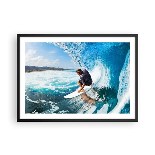 Obraz - Plakat - Tańczący z falami - 70x50cm - Sport Surfing Deska Surfingowa - Nowoczesny modny obraz Plakat czarna rama ARTTOR ARTTOR