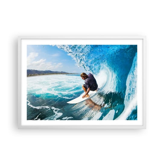 Obraz - Plakat - Tańczący z falami - 70x50cm - Sport Surfing Deska Surfingowa - Nowoczesny modny obraz Plakat rama biała ARTTOR ARTTOR