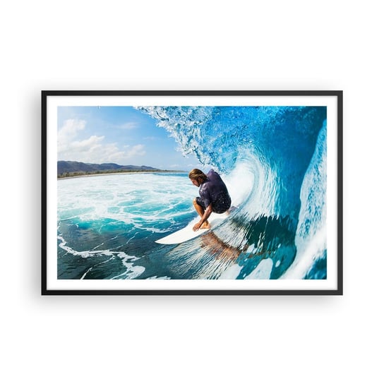 Obraz - Plakat - Tańczący z falami - 91x61cm - Sport Surfing Deska Surfingowa - Foto Plakaty na ścianę w czarnej ramie - Plakat do Salonu Sypialni ARTTOR ARTTOR
