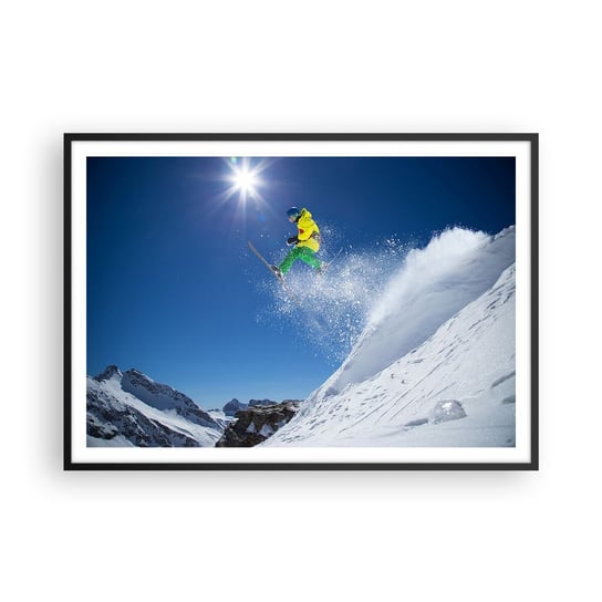 Obraz - Plakat - Tańczący z górami - 100x70cm - Sport Narciarstwo Zima - Foto Plakaty w ramie koloru czarnego do Salonu Sypialni ARTTOR ARTTOR