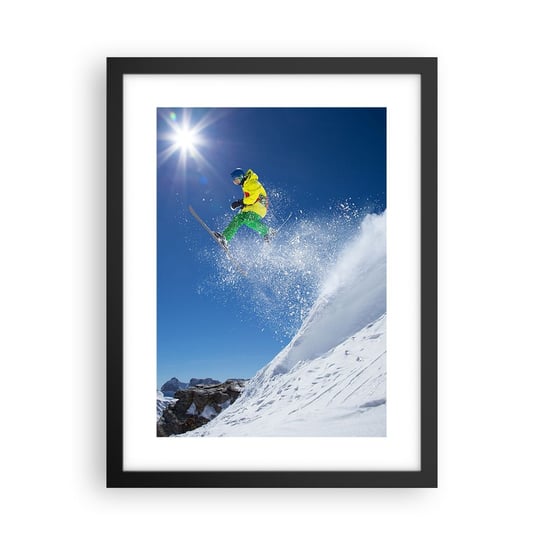 Obraz - Plakat - Tańczący z górami - 30x40cm - Sport Narciarstwo Zima - Foto Plakaty na ścianę w czarnej ramie - Plakat do Salonu Sypialni ARTTOR ARTTOR