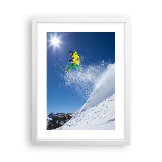 Obraz - Plakat - Tańczący z górami - 30x40cm - Sport Narciarstwo Zima - Foto Plakaty na ścianę w ramie białej - Plakat do Salonu Sypialni ARTTOR ARTTOR