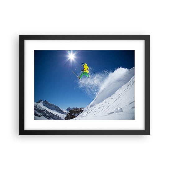Obraz - Plakat - Tańczący z górami - 40x30cm - Sport Narciarstwo Zima - Foto Plakaty na ścianę w czarnej ramie - Plakat do Salonu Sypialni ARTTOR ARTTOR