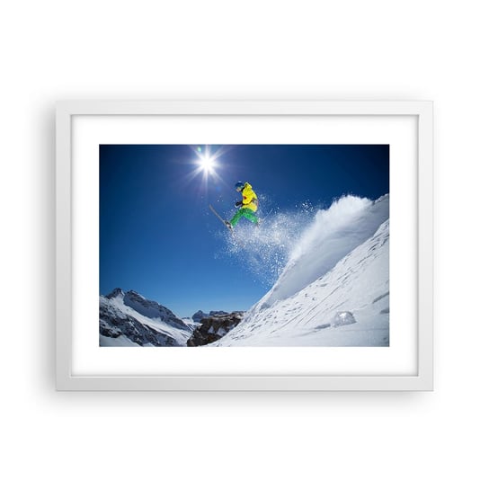 Obraz - Plakat - Tańczący z górami - 40x30cm - Sport Narciarstwo Zima - Foto Plakaty na ścianę w ramie białej - Plakat do Salonu Sypialni ARTTOR ARTTOR