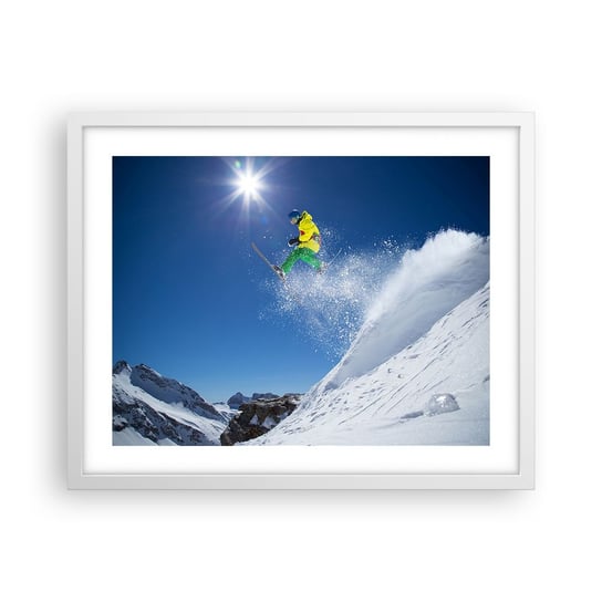 Obraz - Plakat - Tańczący z górami - 50x40cm - Sport Narciarstwo Zima - Foto Plakaty w ramie koloru białego do Salonu Sypialni ARTTOR ARTTOR