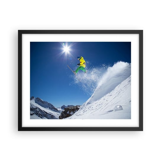 Obraz - Plakat - Tańczący z górami - 50x40cm - Sport Narciarstwo Zima - Foto Plakaty w ramie koloru czarnego do Salonu Sypialni ARTTOR ARTTOR