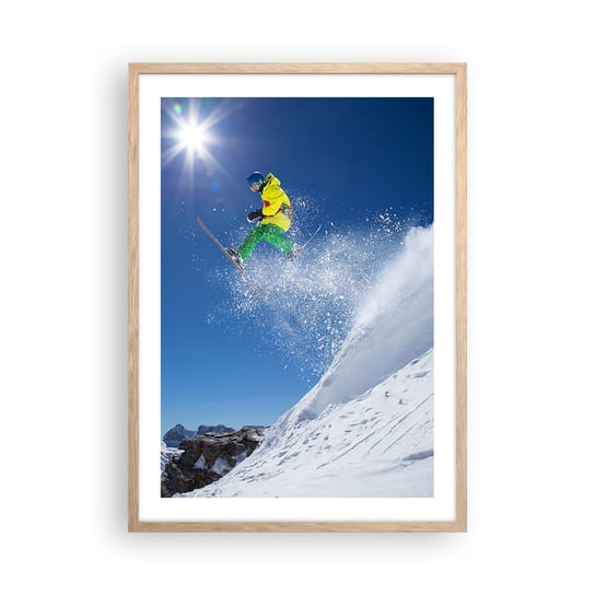 Obraz - Plakat - Tańczący z górami - 50x70cm - Sport Narciarstwo Zima - Nowoczesny modny obraz Plakat rama jasny dąb ARTTOR ARTTOR