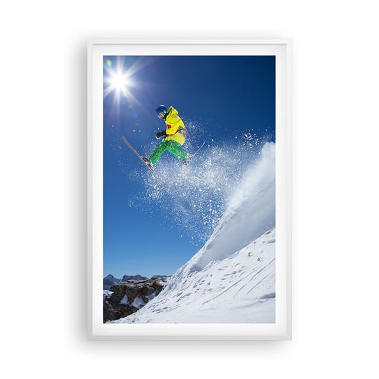 Obraz - Plakat - Tańczący z górami - 61x91cm - Sport Narciarstwo Zima - Foto Plakaty na ścianę w ramie białej - Plakat do Salonu Sypialni ARTTOR ARTTOR