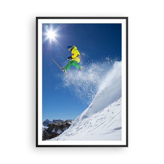 Obraz - Plakat - Tańczący z górami - 70x100cm - Sport Narciarstwo Zima - Foto Plakaty w ramie koloru czarnego do Salonu Sypialni ARTTOR ARTTOR