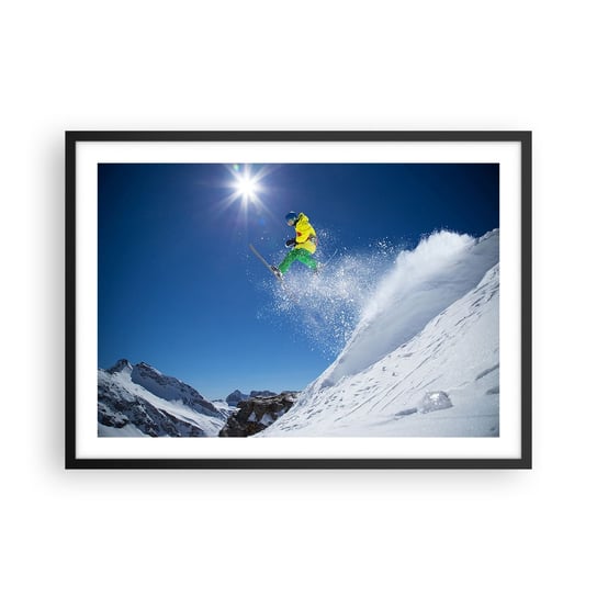 Obraz - Plakat - Tańczący z górami - 70x50cm - Sport Narciarstwo Zima - Nowoczesny modny obraz Plakat czarna rama ARTTOR ARTTOR
