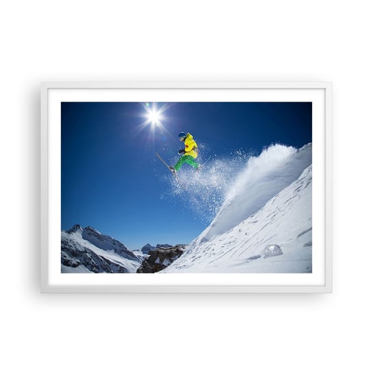 Obraz - Plakat - Tańczący z górami - 70x50cm - Sport Narciarstwo Zima - Nowoczesny modny obraz Plakat rama biała ARTTOR ARTTOR