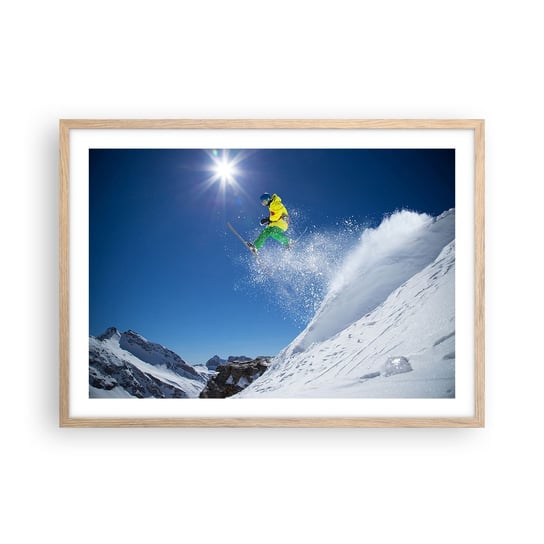 Obraz - Plakat - Tańczący z górami - 70x50cm - Sport Narciarstwo Zima - Nowoczesny modny obraz Plakat rama jasny dąb ARTTOR ARTTOR