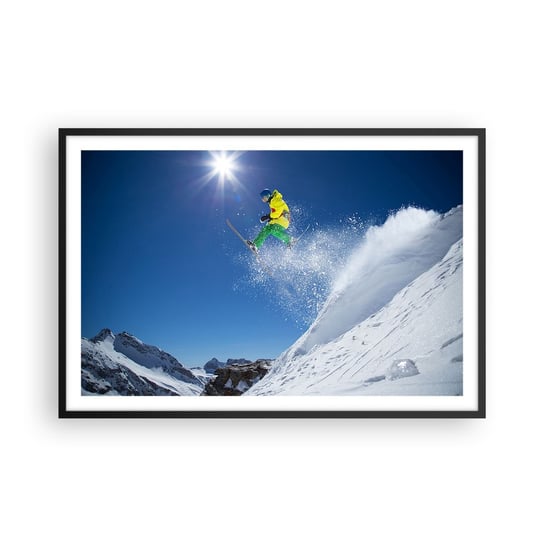 Obraz - Plakat - Tańczący z górami - 91x61cm - Sport Narciarstwo Zima - Foto Plakaty na ścianę w czarnej ramie - Plakat do Salonu Sypialni ARTTOR ARTTOR